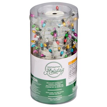 Destination Holiday String of Indoor Battery-Operated Multi Color LED Lights with Timer, 36 ct