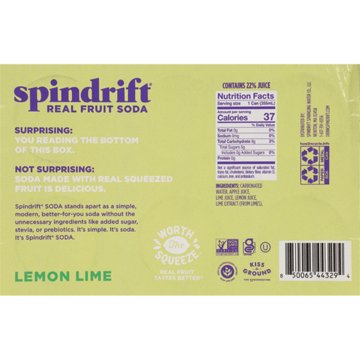 Spindrift Lemon Lime Fruit Soda 6 pk Cans