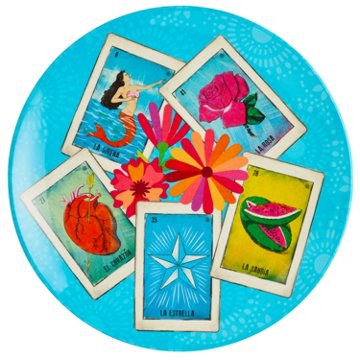 Loteria Don Clemente Melamine Dinner Plate - Turquoise, 11"