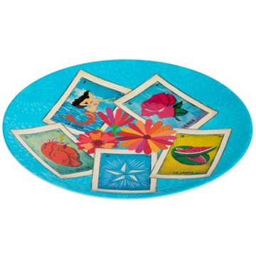 Loteria Don Clemente Melamine Dinner Plate - Turquoise, 11"