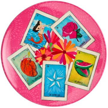 Loteria Don Clemente Melamine Salad Plate - Pink, 9"