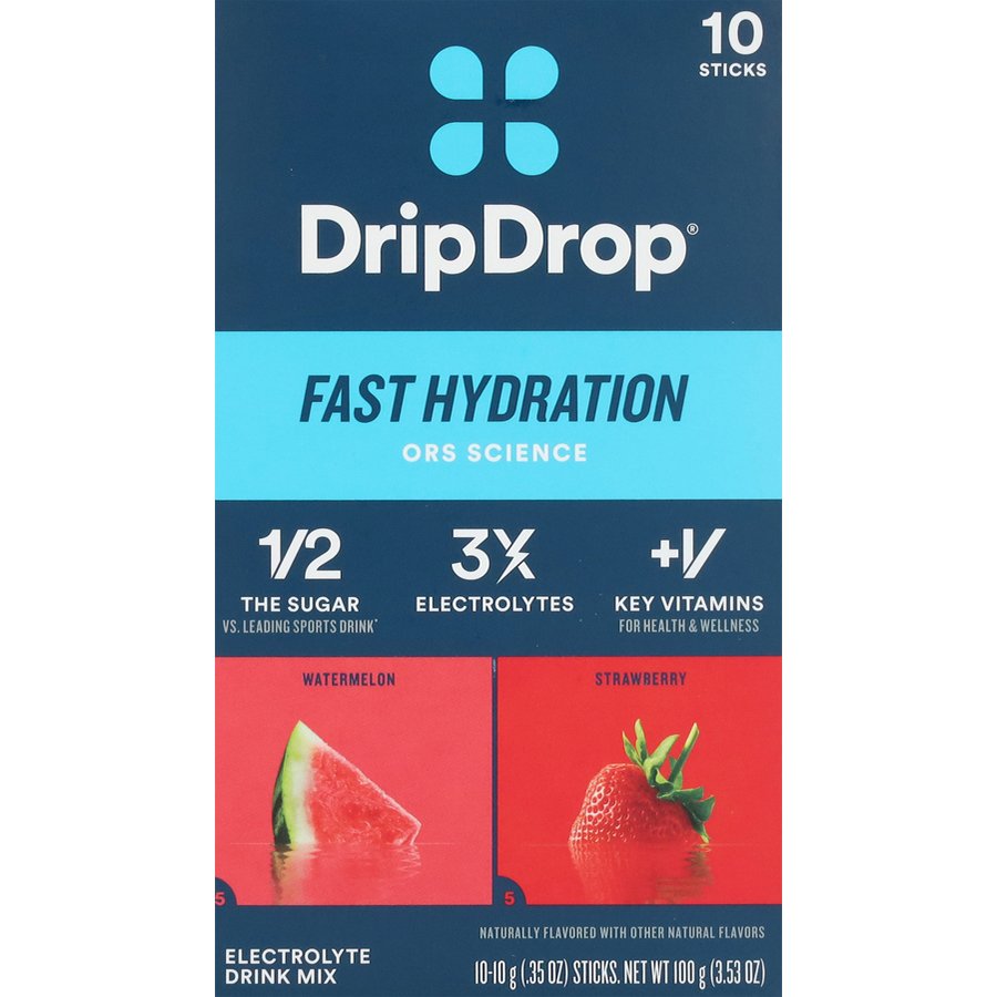 DripDrop Fast Hydration Variety Stick Packs - Watermelon & Strawberry ...