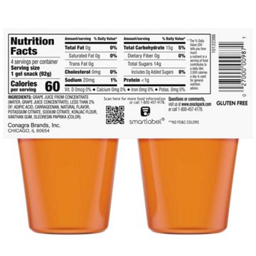 Snack Pack Splash Orange Juicy Gels Cups, 4 ct