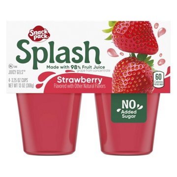 Snack Pack Splash Strawberry Juicy Gels Cups, 4 ct