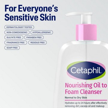 Cetaphil Nourishing Oil to Foam Cleanser - Normal to Dry Sensitive Skin