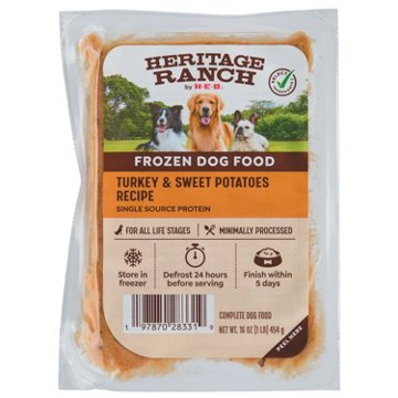Heritage Ranch by H-E-B Frozen Dog Food - Turkey & Sweet Potatoes Recipe