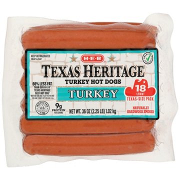 H-E-B Texas Heritage Turkey Hot Dogs - Texas-Size Pack, 36 oz