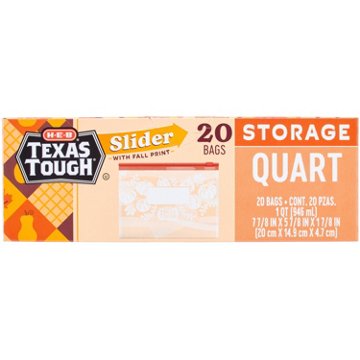 H-E-B Texas Tough Slider Quart Storage Bags - Seasonal Fall Print