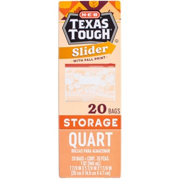 H-E-B Texas Tough Slider Quart Storage Bags - Seasonal Fall Print