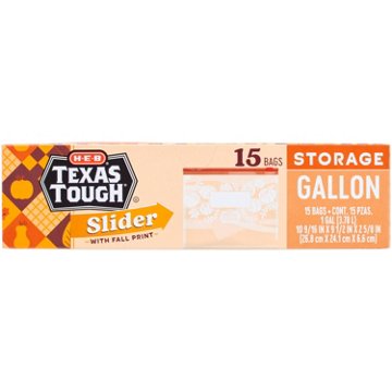 H-E-B Slider Gallon Storage Bags - Seasonal Fall Print