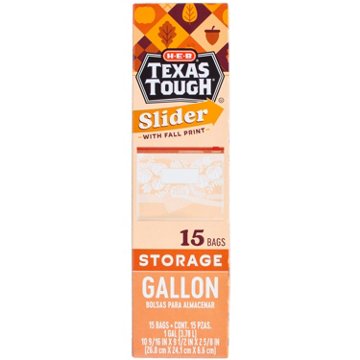 H-E-B Texas Tough Slider Gallon Storage Bags - Seasonal Fall Print