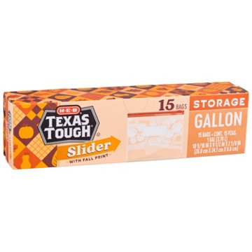 H-E-B Texas Tough Slider Gallon Storage Bags - Seasonal Fall Print