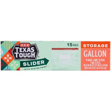 H-E-B Slider Gallon Storage Bags - Seasonal Winter Print, 15 ct