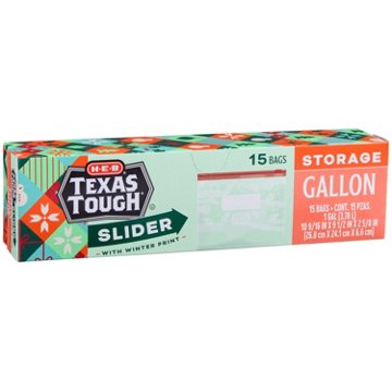 H-E-B Slider Gallon Storage Bags - Seasonal Winter Print, 15 ct