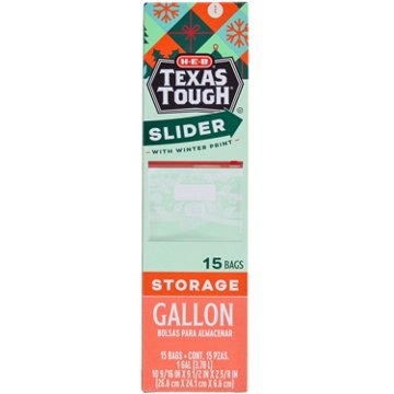 H-E-B Slider Gallon Storage Bags - Seasonal Winter Print, 15 ct