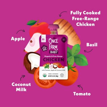 Once Upon a Farm Organic & Free Range Chicken Baby Pouch with Tomato Apple & Coconut Milk