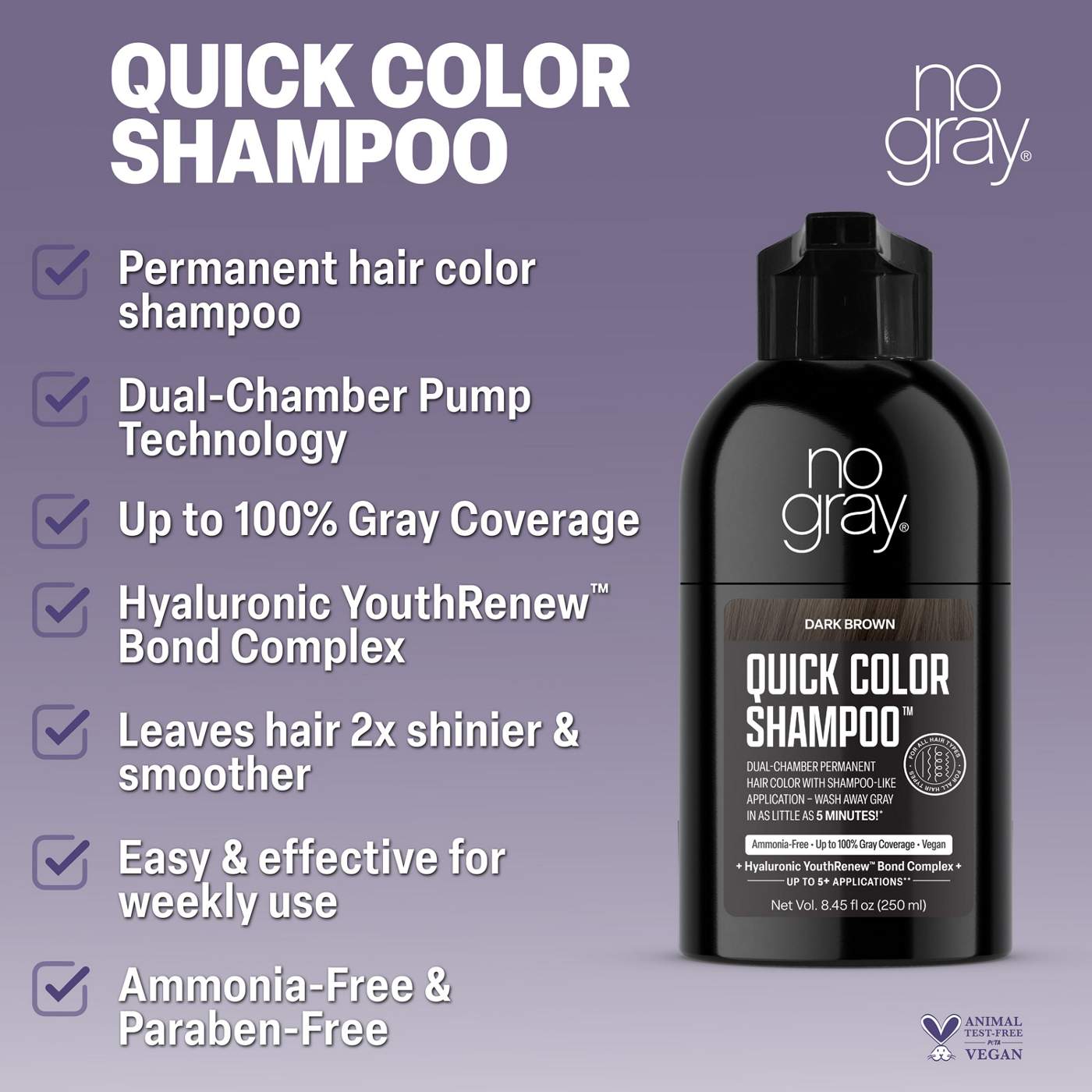 No Gray Quick Color Shampoo - Dark Brown - Shop Hair color at H-E-B