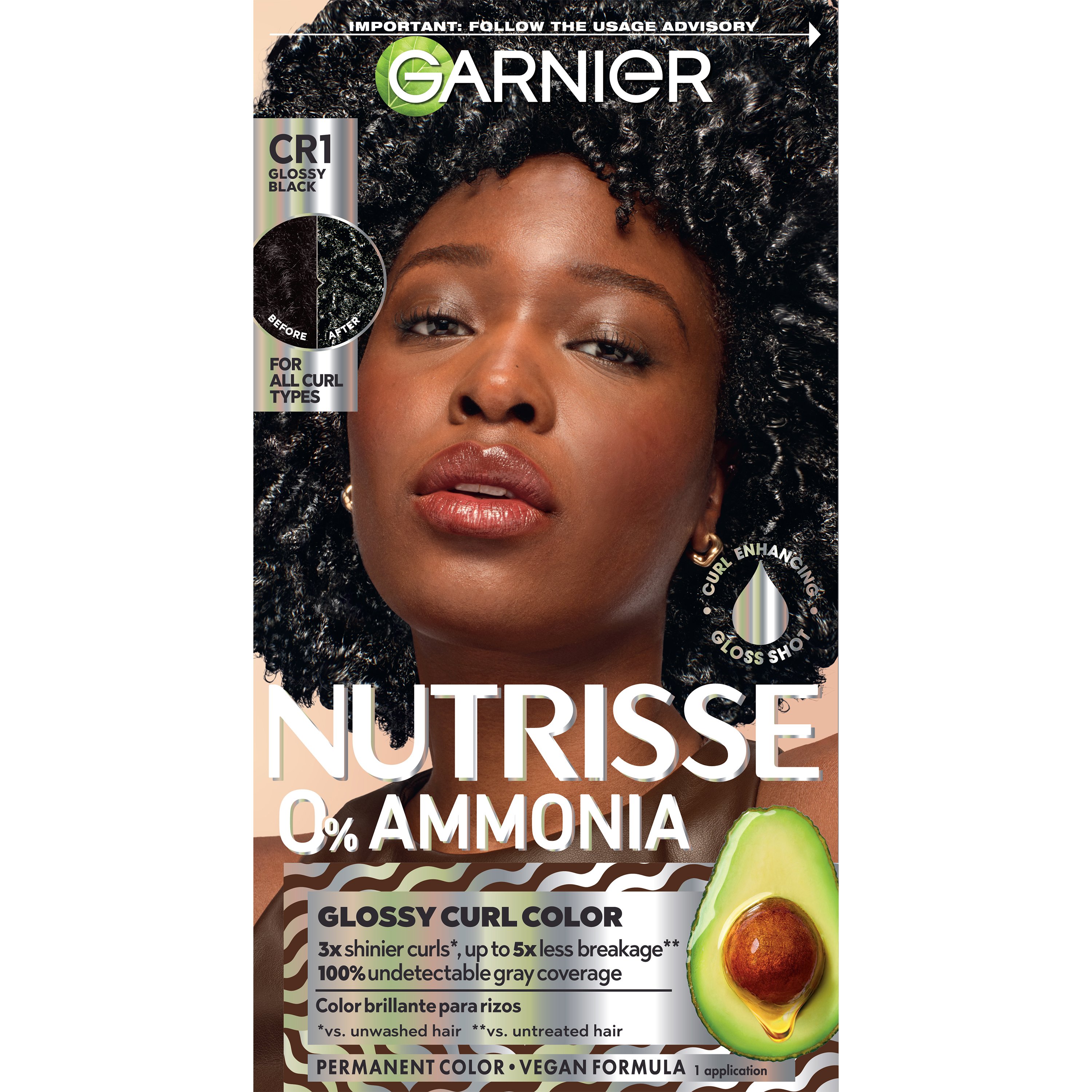 Garnier Nutrisse Permanent Hair Color - CR1 Glossy Black - Shop Hair ...