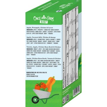 Once Upon a Farm Organic Babys First Chicken, Fruit & Veggie Blends - Variety Pack, 3.5 oz Pouch