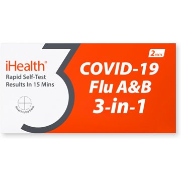iHealth 3-in-1 Combo COVID-19 Flu A&B Test, 2 ct