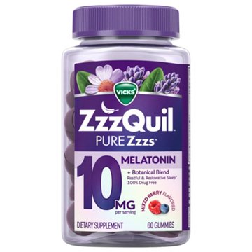 Vicks ZzzQuil PURE Zzzs 10MG Melatonin Gummies Mixed Berry
