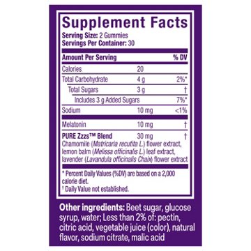 Vicks ZzzQuil PURE Zzzs 10MG Melatonin Gummies Mixed Berry