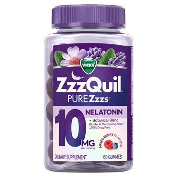 Vicks ZzzQuil PURE Zzzs 10MG Melatonin Gummies Mixed Berry