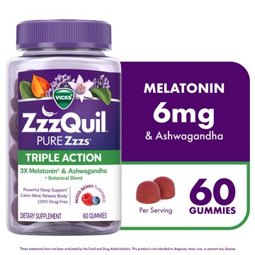 Vicks ZzzQuil PURE Zzzs Triple Action Gummies Mixed Berry