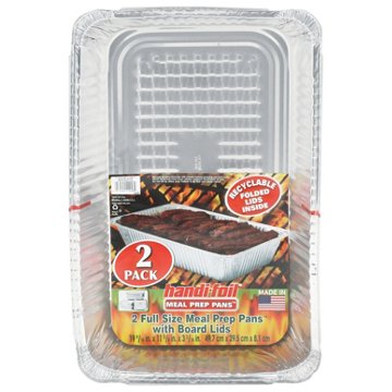 Handi-Foil 2 pk Full Size Meal Prep Foil Pans & Lids, 19.5" x 11.6"