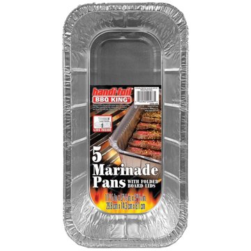 Handi-Foil 5 pk BBQ King Marinade Pans & Lids, 11.75" x 5.6"