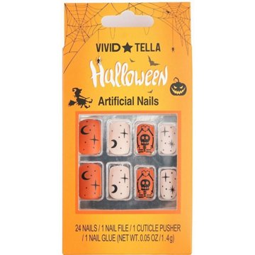Vivid Tella Halloween Press on Nails - Moon Orange Cream