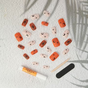 Vivid Tella Halloween Press on Nails - Moon Orange Cream
