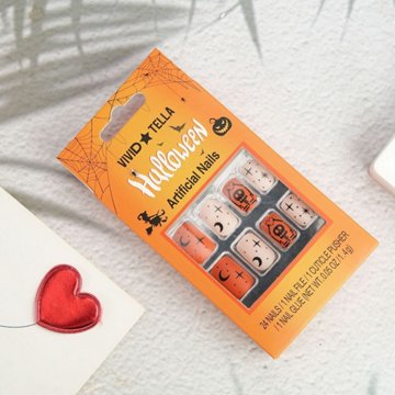 Vivid Tella Halloween Press on Nails - Moon Orange Cream