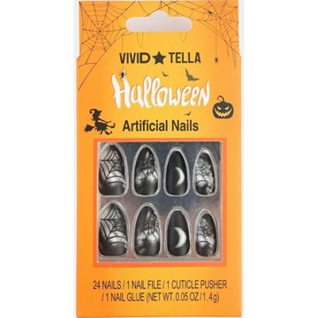 Vivid Tella Halloween Press on Nails - Black Moon Spider