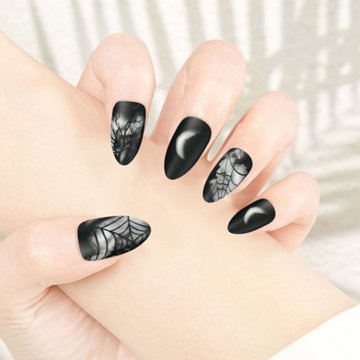 Vivid Tella Halloween Press on Nails - Black Moon Spider