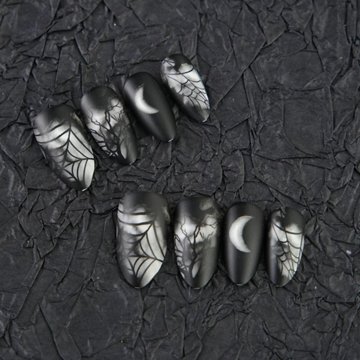 Vivid Tella Halloween Press on Nails - Black Moon Spider