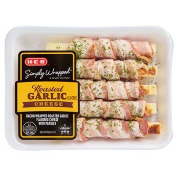 H-E-B Simply Wrapped - Bacon Wrapped Roasted Garlic Grilling  Cheese, Avg. 1.0 lb