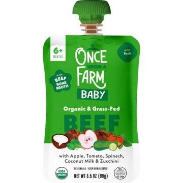 Once Upon a Farm Organic & Grass-Fed Beef Baby Pouch with Apple Tomato Spinach Zucchini & Coconut Milk