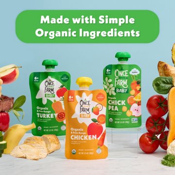Once Upon a Farm Organic & Grass-Fed Beef Baby Pouch with Apple Tomato Spinach Zucchini & Coconut Milk