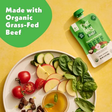 Once Upon a Farm Organic & Grass-Fed Beef Baby Pouch with Apple Tomato Spinach Zucchini & Coconut Milk