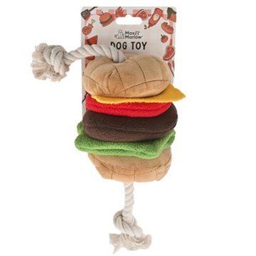 Max & Marlow Plush Hamburger With Rope Dog Toy