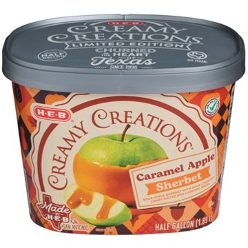 H-E-B Creamy Creations Caramel Apple Sherbet, 1/2 gal