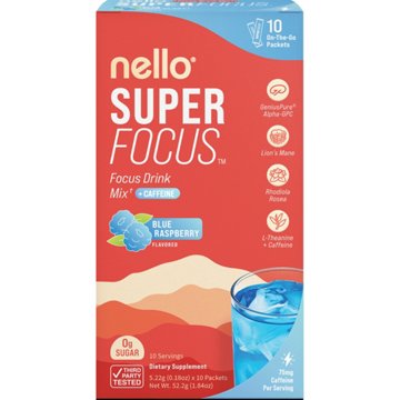 Nello Super Focus + Caffeine Blue Raspberry Drink Mix