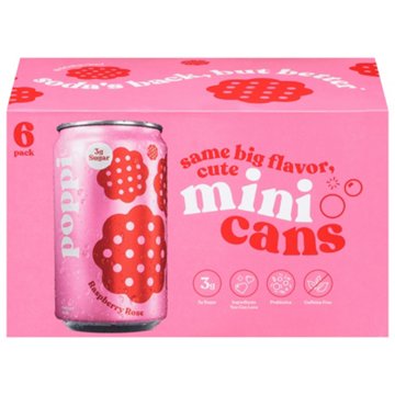 poppi Prebiotic Soda 6pk Mini Cans - Raspberry Rose