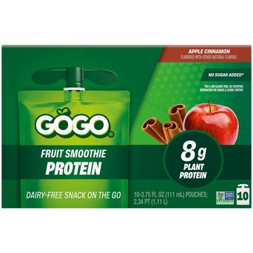 GoGo squeeZ Apple Cinnamon Fruit Smoothie Protein Pouches