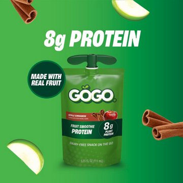 GoGo squeeZ Apple Cinnamon Fruit Smoothie Protein Pouches