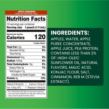 GoGo squeeZ Apple Cinnamon Fruit Smoothie Protein Pouches