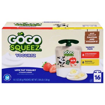 GoGo squeeZ Yogurtz Strawberry & Banana Pouches, 16 ct