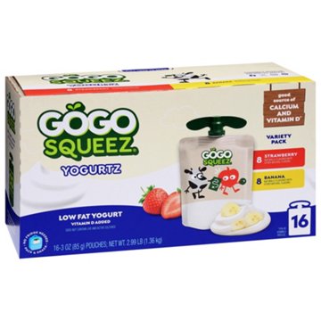 GoGo squeeZ Yogurtz Strawberry & Banana Pouches, 16 ct