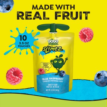 GoGo squeeZ SlymeZ Blueberry Raspberry Fruit Gel Pouches